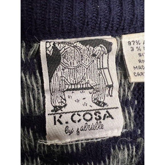 Vintage 3D Textured Knit Sweater Multicolor 90s‎ Cosby Biggie K. Cosa XL Hip Hop - Picture 5 of 8